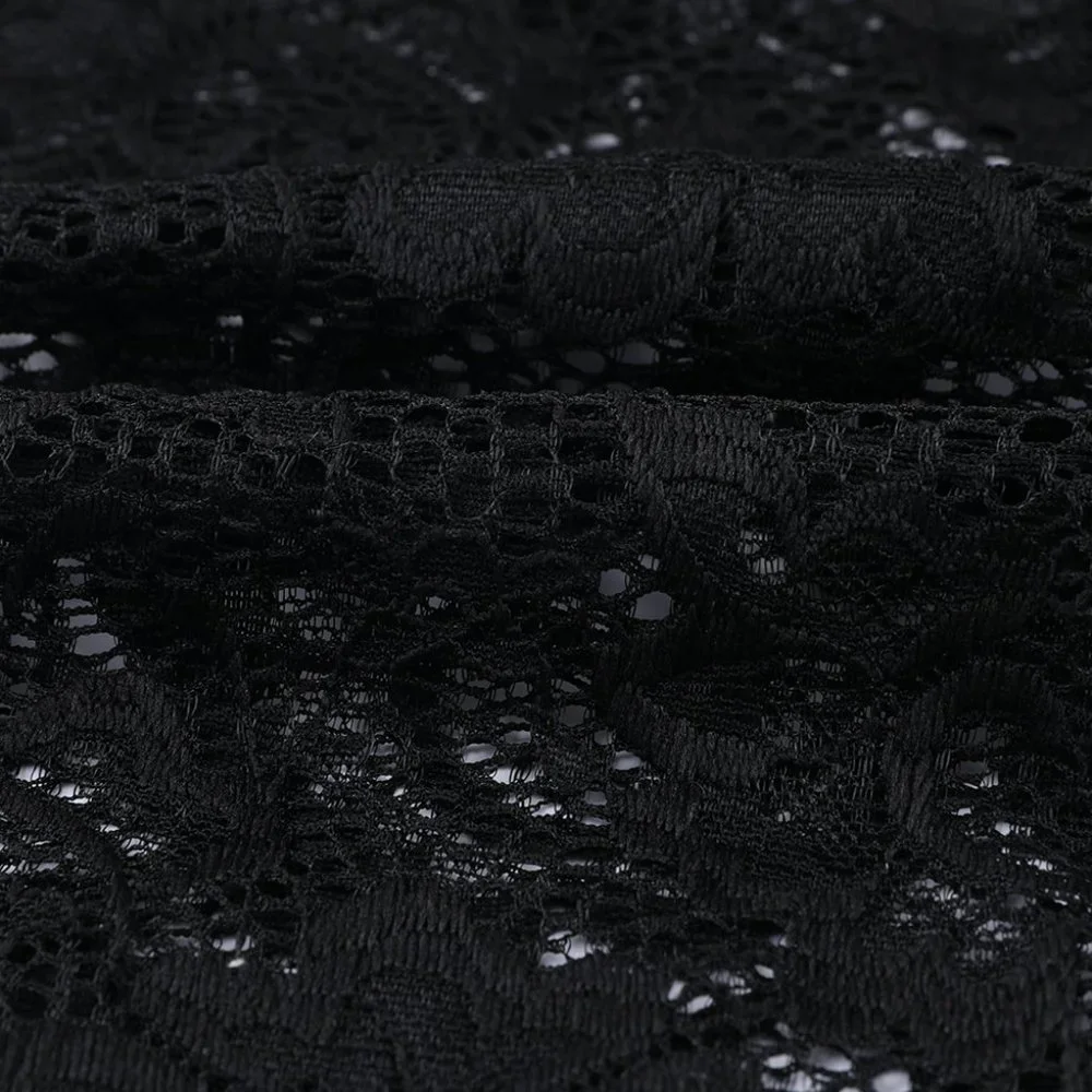 Black Floral Lace Scalloped Square Neck Bodysuit - Picture 9 of 11
